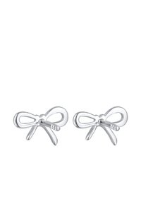 Orecchini a perno in tonalità argento a forma di fiocchi, con curve morbide, estremità arrotondate e una finitura lucida. Design semplice ed elegante.