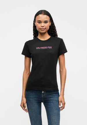 SLIM REFLECTION TEE - Printtipaita - black