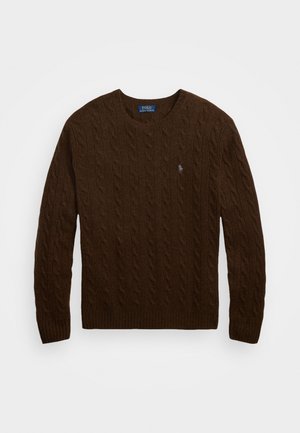 Polo Ralph Lauren CABLE-KNIT COTTON QUARTER-ZIP JUMPER - Stickad tröja - cacao brown heather