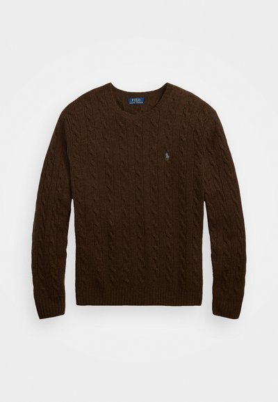Polo Ralph Lauren CABLE KNIT WOOL CASHMERE JUMPER - Pulover - cacao brown heather