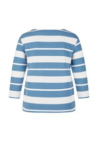 Blau-weißer gestreifter Langarmshirt mit Rundhalsausschnitt, aus strukturiertem Stoff und in lässigem Fit-Design.