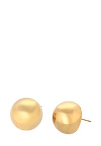 Goldfarbene Steckerohrringe mit rundem, poliertem Design, glatter Oberfläche und einem Steckverschluss für sicheren Tragekomfort.
