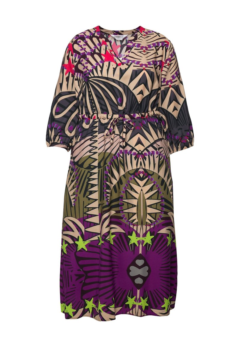 dark green and pink dress Kolam Printed Purple & Green Anarkali with Front Slit – Maybell Womens  Fashion main image 0