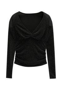 SHIMMERY WITH GATHERING - Majica z dolgimi rokavi - black