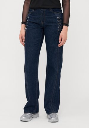 ONLCOBAIN TIE - Wide leg - dark blue denim