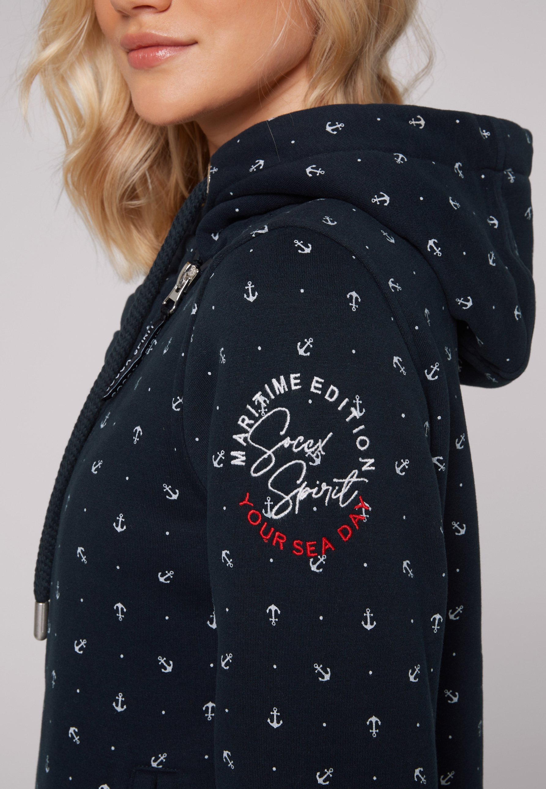 トップス DOT SEA ZIP UP SWEATSHIRT Navy DOT SEA ZIP UP SWEATSHIRT Navy STRIPE HOODIE ZIPUP (NAVY/BLACK)