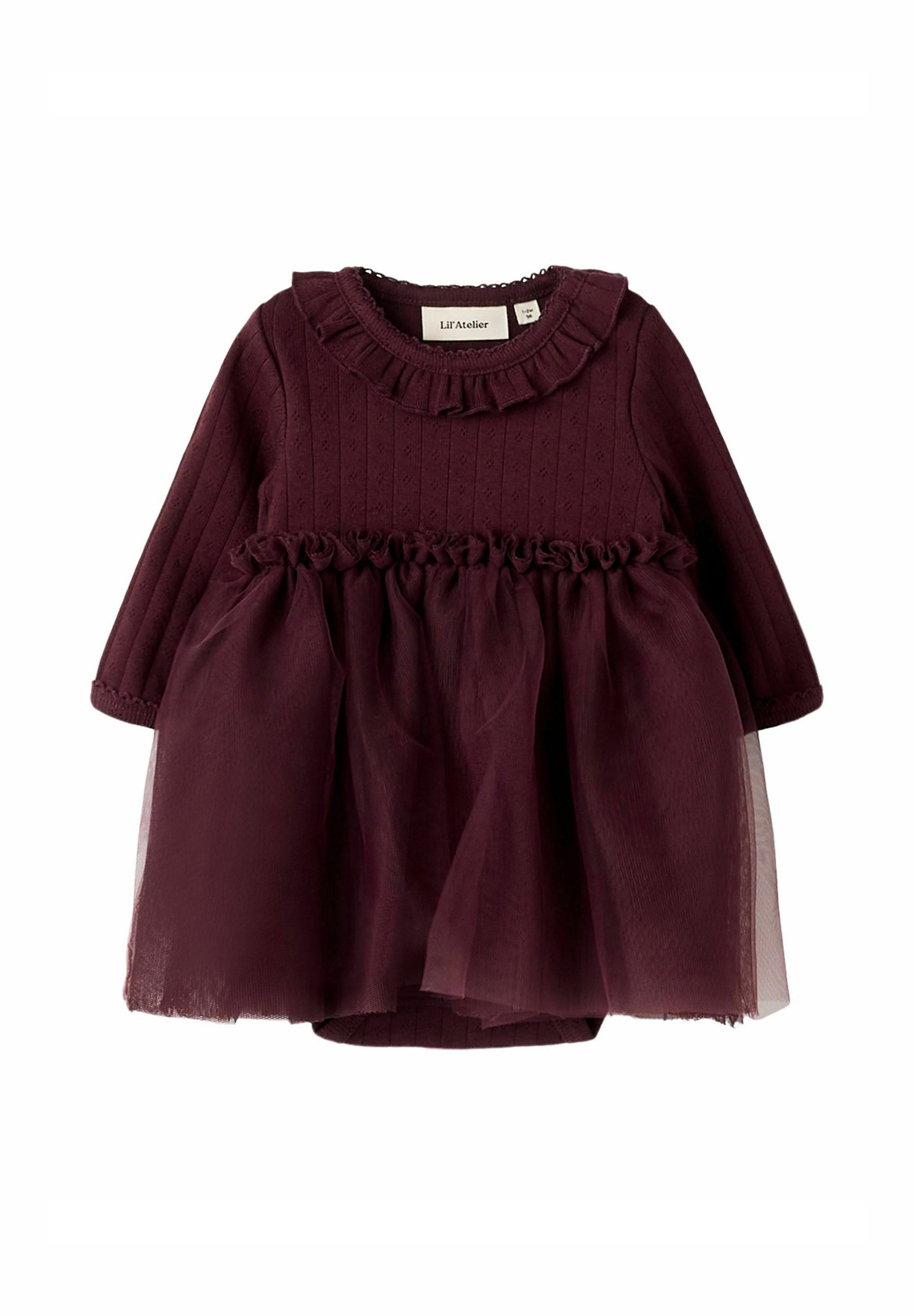 Lil' Atelier Abito in maglia catawba grape/bordeaux Zalando