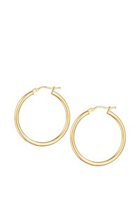 Boucles d'oreilles en or avec un design lisse et arrondi et un fermoir sécurisé. Les bords arrondis et la finition polie rehaussent leur éclat.