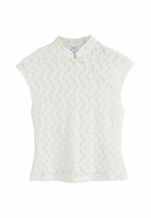 Next, REGULAR FIT - SHORT SLEEVED FLORAL LACE BUTTON TOP - Pluus - ecru