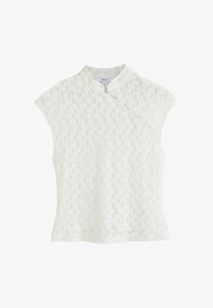 Next, REGULAR FIT - SHORT SLEEVED FLORAL LACE BUTTON TOP - Pluus - ecru
