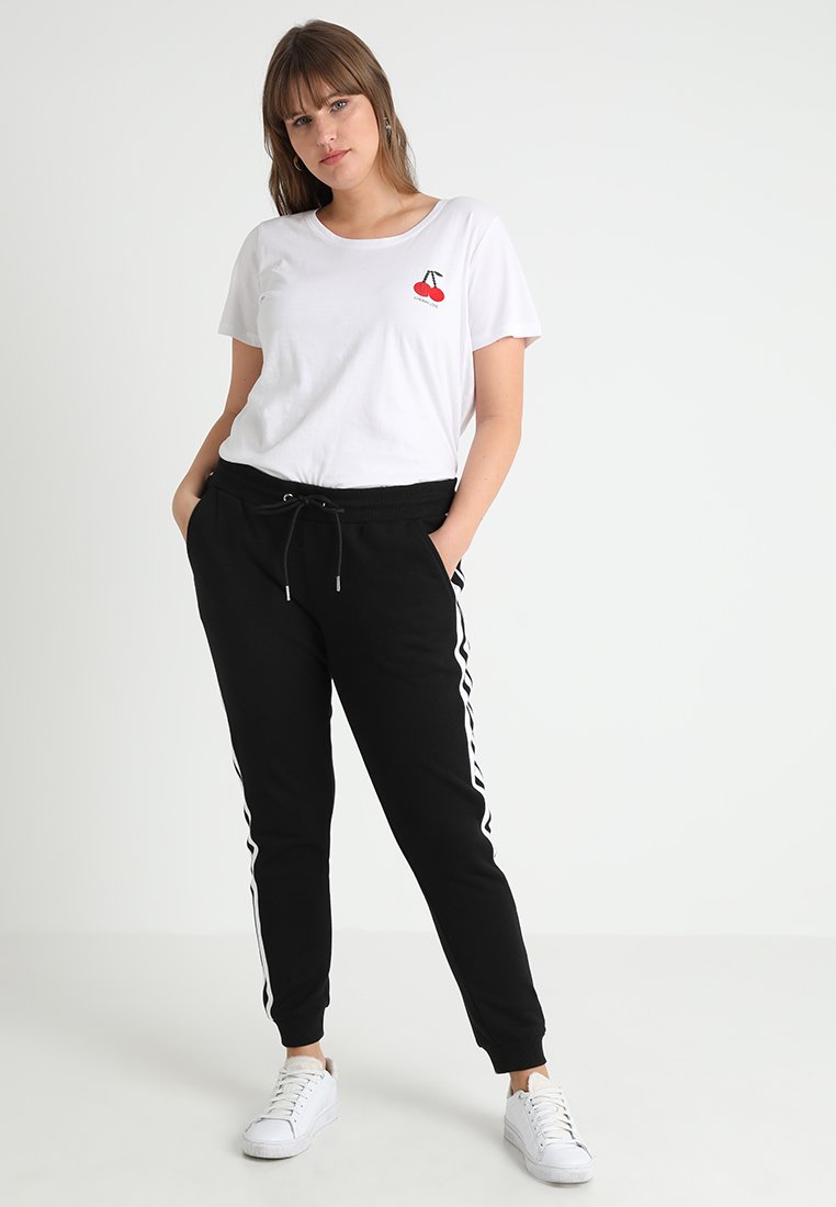 Urban Classics Curvy LADIES COLLEGE CONTRAST - Pantaloni sportivi -  black/white/nero - Zalando.it