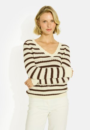 Grain de Malice, PULL RAYÉ EN MAILLE AJOURÉE - Jersey de punto - chocolat
