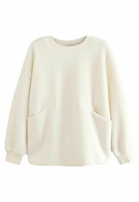 RELAXED FIT BACK LONGLINE CREW NECK - Flísová bunda - ecru