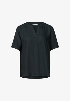 Street One, BLOUSE SHIRT IN A SOLID COLOR WITH SPLIT NECK - Blusa - deep bound green