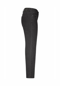 Zwarte denim skinny jeans met een gladde textuur, voorzien van studs langs de buitennaad en een traditionele vijf-pocket ontwerpe.