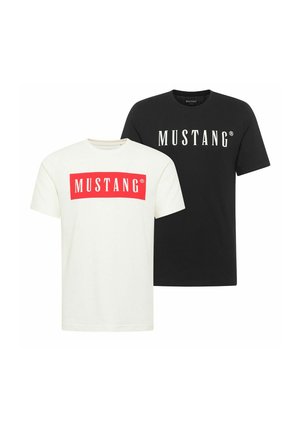 AUSTIN CREW-NECK RUNDHALS KURZARM REGULAR FIT 2ER PACK - Print T-shirt - weiß   schwarz