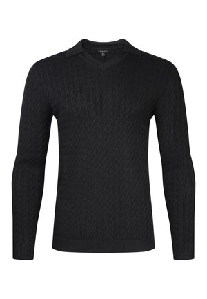 SIKSILK, LS KNITTED POLO T-SHIRT. - Polo - black