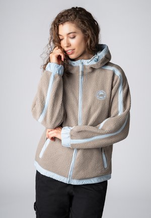 MIT KONTRASTSTREIFEN - Fleecejacke - brown