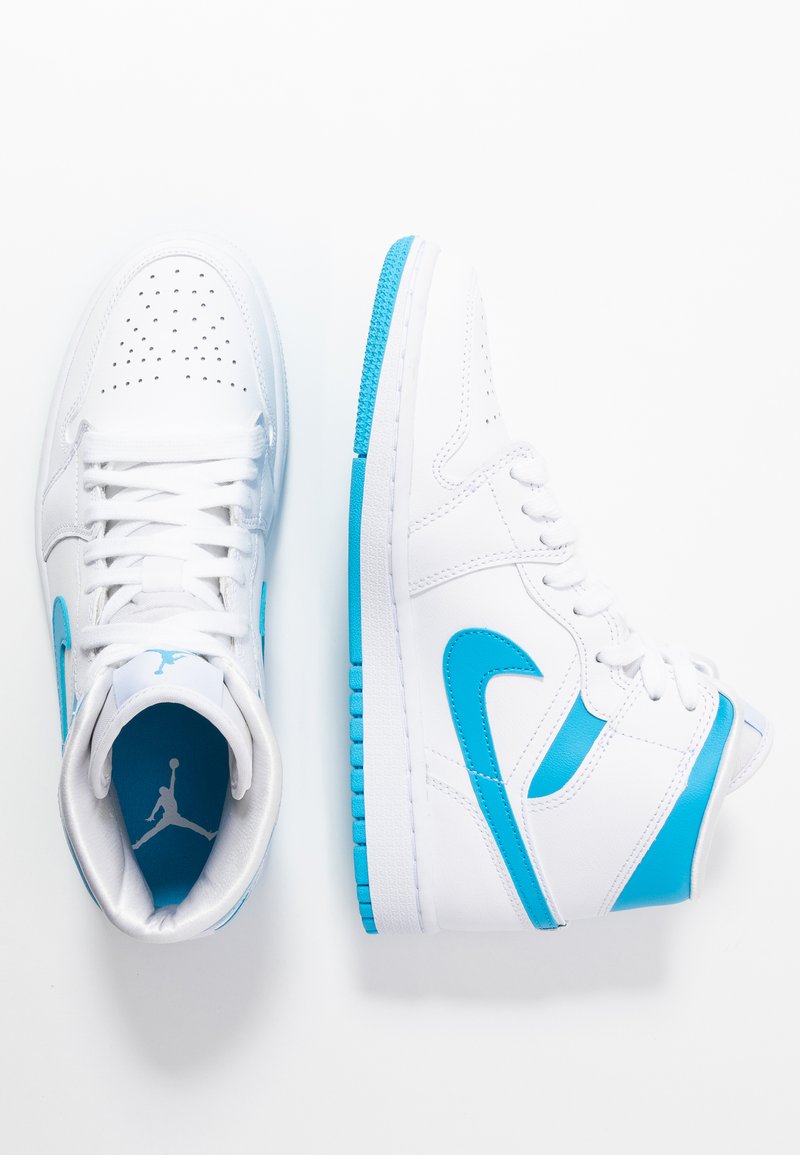 Jordan Womens Air 1 Mid Sneaker High White Dark Powder Blue Weiss Zalando De