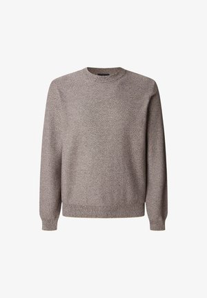 Maglione a collo rotondo in maglia texturizzata di colore marrone chiaro. Presenta maniche lunghe, con polsini e orlo a coste per un look aderente.