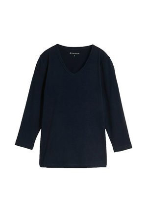 TOM TAILOR, TOM TAILOR T-SHIRT BASIC LANGARMSHIRT MIT V-AUSSCHNITT - T-shirt à manches longues - sky captain blue