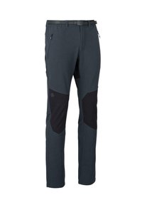 Zwarte en grijze outdoorbroeken met een slim fit, elastische tailleband, zijzakken en verstevigde kniestukken. Zachte, rekbare stof. 