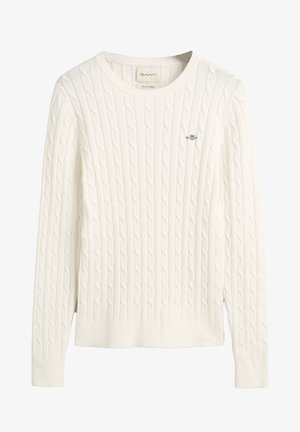 STRETCH CABLE C NECK - Pullover - eggshell