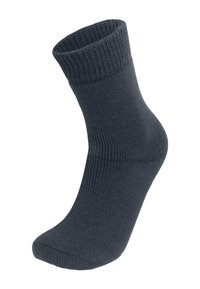 Dunkelgraue Baumwoll-Knöchelsocke mit geripptem Bund, verstärkter Spitze und glatter Textur. Entworfen für Komfort und Passform, geeignet für den täglichen Gebrauch.