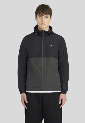 Lyle & Scott COLOUR BLOCK ZIP THROUGH HOODED JACKET - Veste légère - jet black/gunmetal