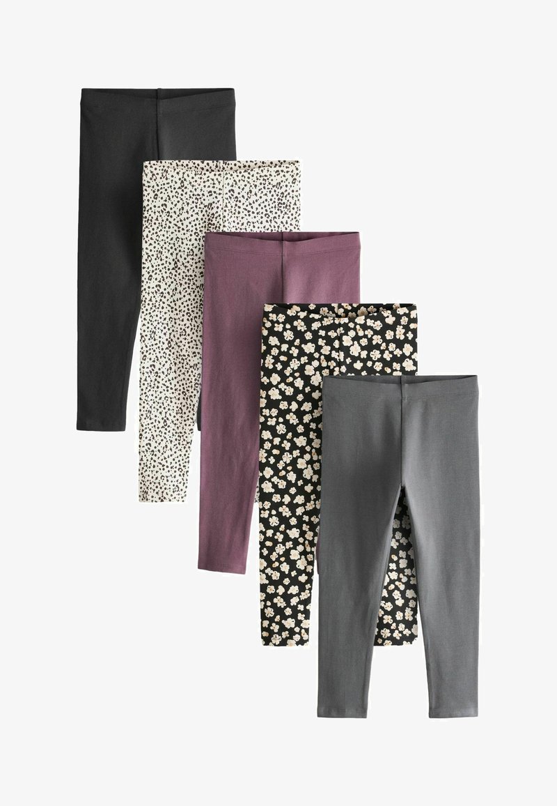 Next 5 PACK - Leggings - Byxor - monochrome black ditsy floral