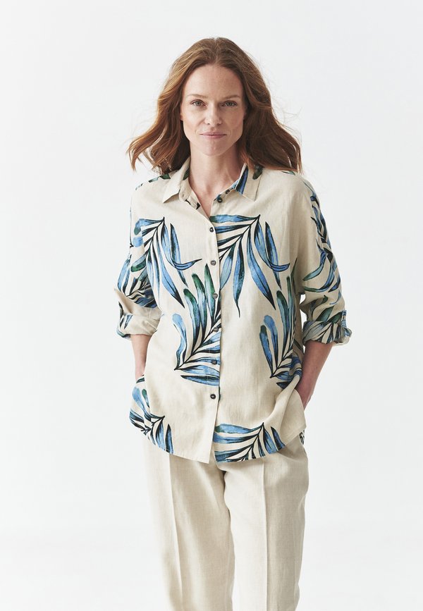 Hemdbluse - beige melange