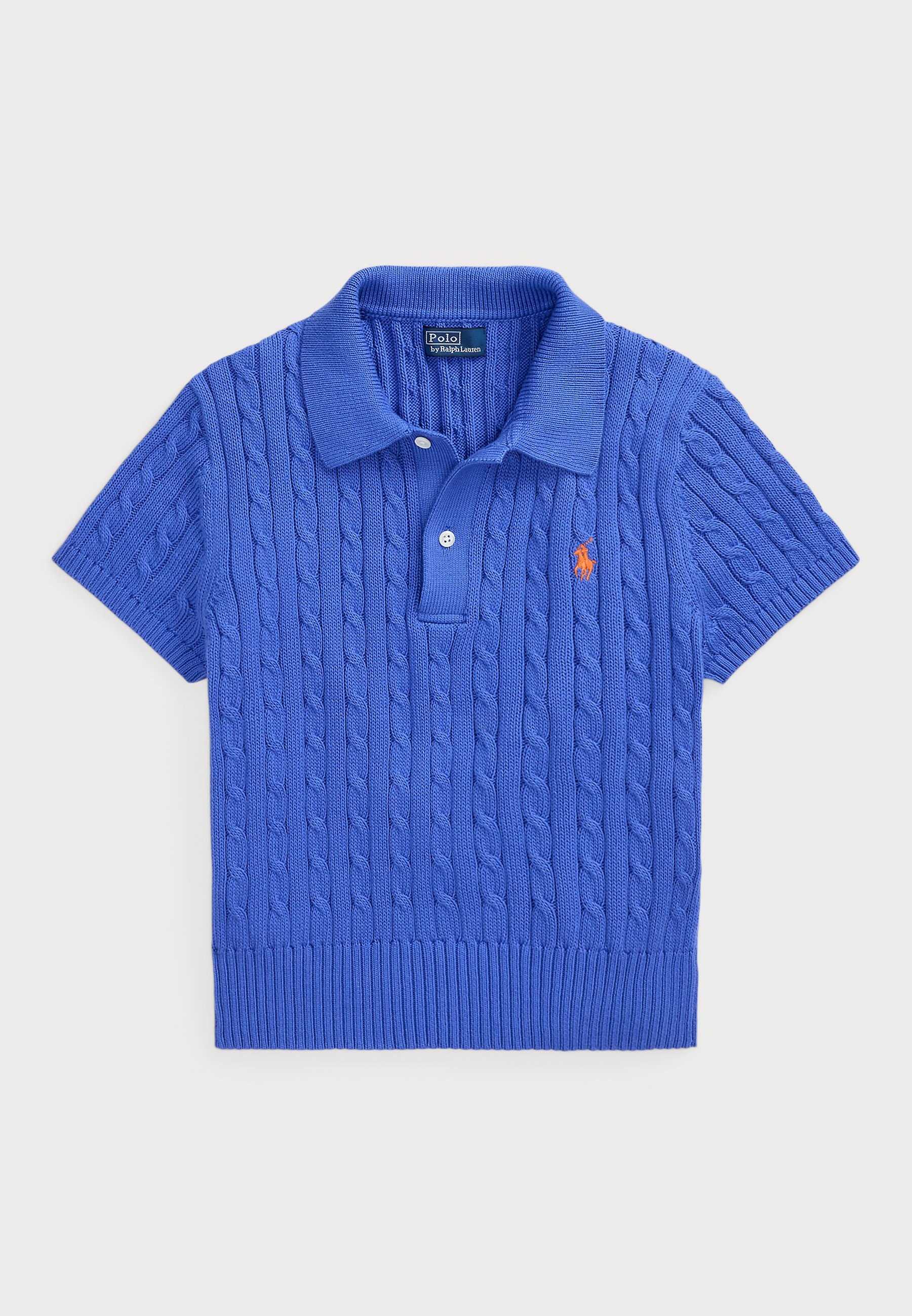 Polo Ralph Lauren CABLE-KNIT COTTON CROPPED POLO SHIRT - Polo