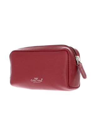 Rectangular red leather pouch with zipper closure and "Golden Head Germany" logo embossed in white on the front side.