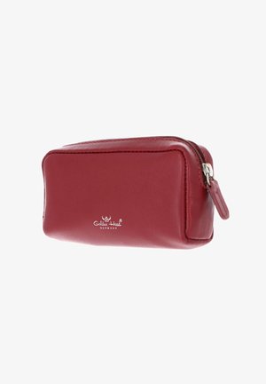 Rectangular red leather pouch with zipper closure and "Golden Head Germany" logo embossed in white on the front side.
