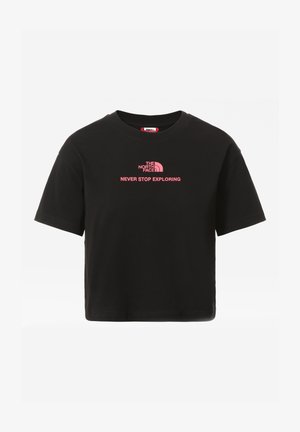 W LOGO CROPPED TEE - T-shirt con stampa - tnf black/sparrow pink