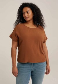 WE Fashion - CURVE - T-shirt - bas - brown Miniatyrbild 1