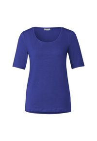 Lila kortärmad t-shirt med rundad halsringning, tillverkad av slätt tyg, med en avslappnad passform och utan synliga mönster eller detaljer.