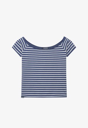 Superdry & Co, SUPERDRY BARDOT SHORT SLEEVE OFF SHOULDER - T-shirt imprimé - mariner navy stripe