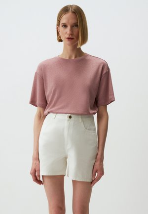 HIGH WAIST - Jeansshort - ecru