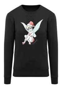 Mustär sweatshirt, millel on graafika haldjast, kellel on läbipaistvad tiivad, punases kleidis ja Jõuluvana müts, detailid on pehmete tekstuuridega.
