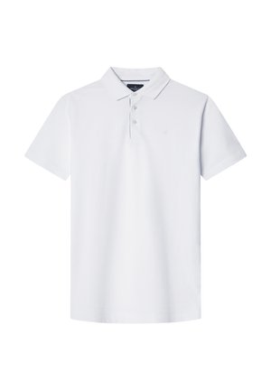 Witte polo gemaakt van zachte katoen, met een klassieke kraag, placket met drie knopen en een geborduurd logo op de borst. Korte mouwen.