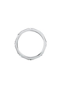 Bracciale argento ottagonale con bordi sfaccettati, finitura lucida e pietre decorative trasparenti incastonate in un design minimalista.