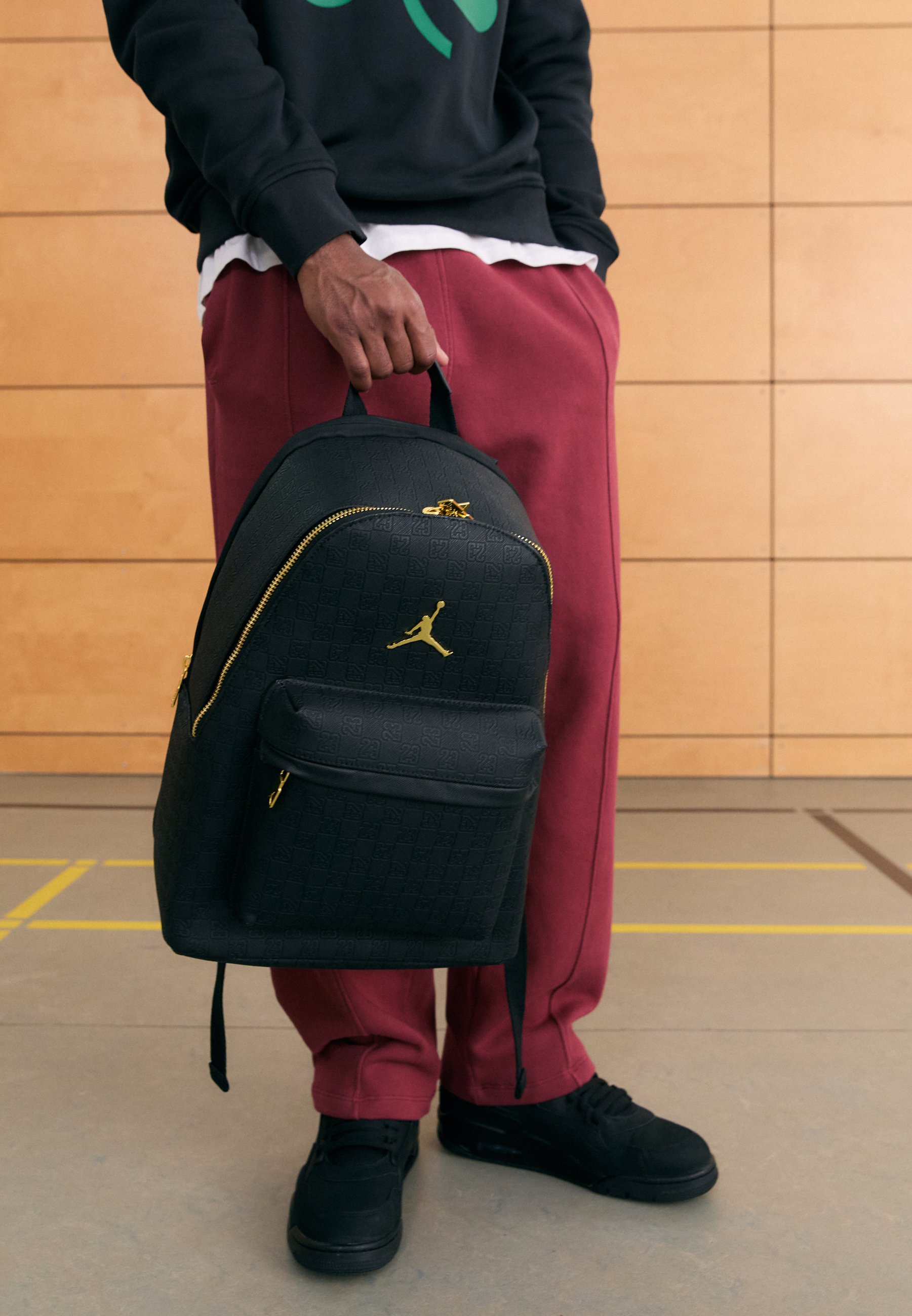 jordan backpack black gold
