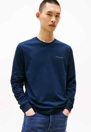Tommy Jeans LINEAR LOGO SLIM LONG SLEEVE T-SHIRT - Langarmshirt - dark night navy
