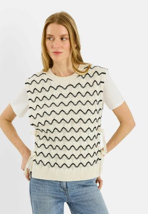 Grain de Malice, PULL MANCHES COURTES RAYÉ - Jersey de punto - ecru
