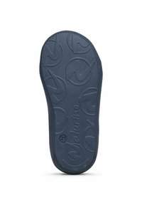 Suola di scarpa in gomma blu scuro con un motivo di grip testurizzato. Presenta un logo in rilievo e il numero 21 vicino al tallone. Design con punta arrotondata.