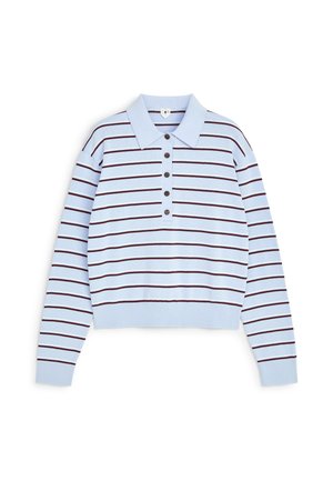 ARKET, ARKET KNITTED POLO SHIRT - Polo - light blue dark red white