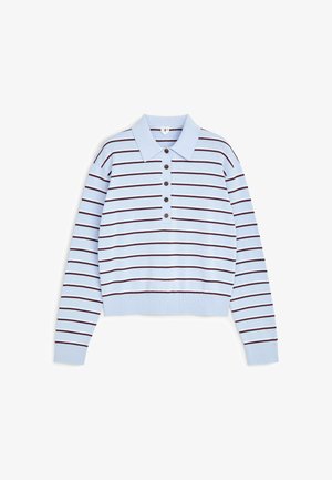 ARKET, ARKET KNITTED POLO SHIRT - Polo - light blue dark red white