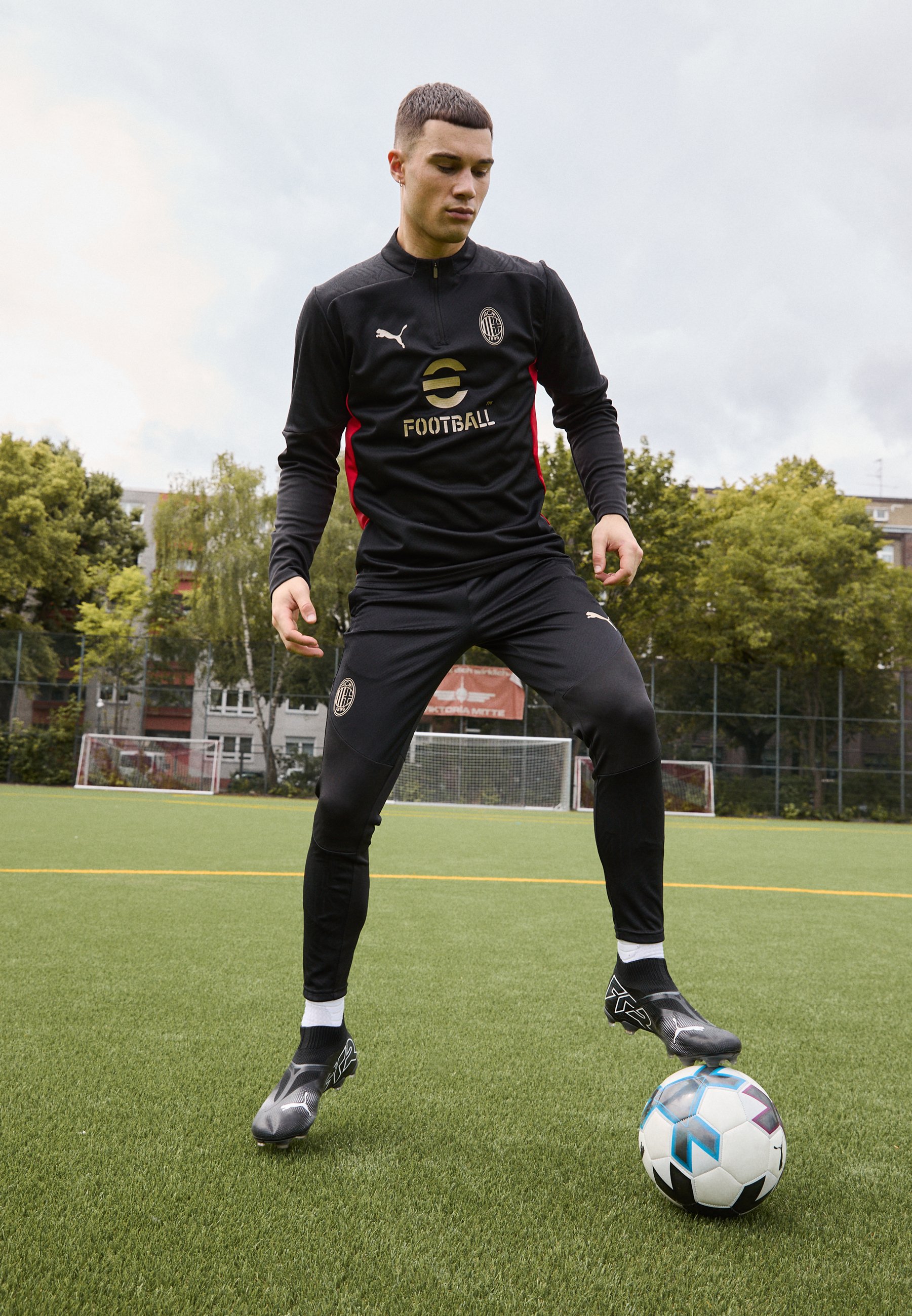 Puma AC MILAN TRAINING 1/4 ZIP - Club wear - black/for all time
