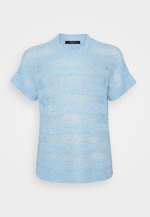 Vero Moda Curve VMCLEILANI STRIPE O NECK  - Potiskana majica - airy blue/silver